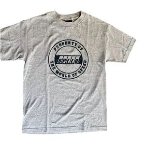 The world of speed men’s cotton/poly blend gray souvenir T-shirt size medium